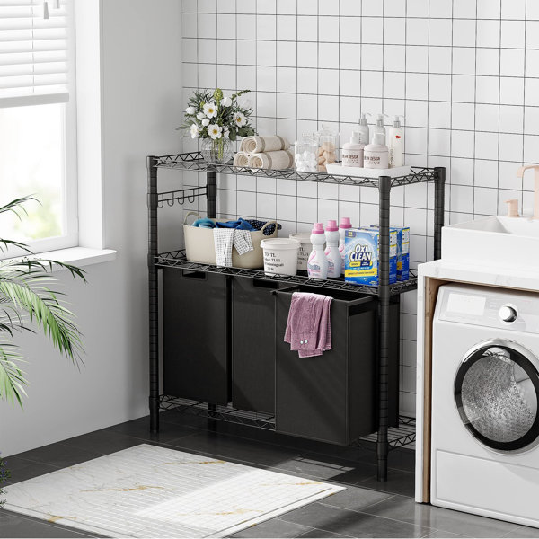 Homhougo Metal Free Standing Laundry Room Organizer Wayfair Canada